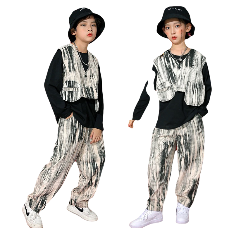 男童两件套儿童炸街潮服街舞爵士舞hiphop服装女童表演演出服嘻哈