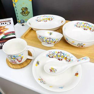 金正陶器 日本正版卡通奥特曼IP儿童陶瓷饭碗汤勺拉面碗餐具盘子