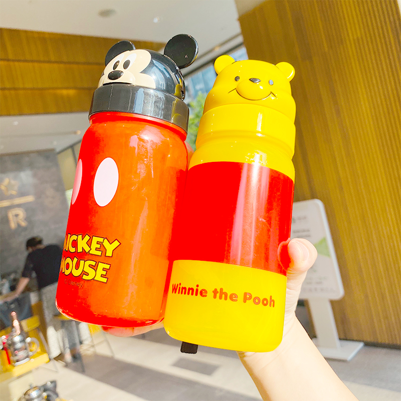 日本skater宝宝吸管杯幼儿园儿童吸管喝水杯迪士尼卡通水壶带背带