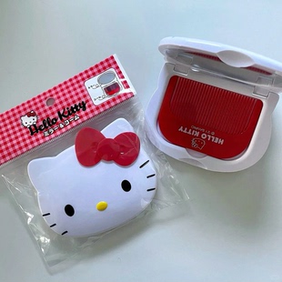 日本本土sanrio三丽鸥kitty便携梳子镜子套装折叠化妆镜便携随