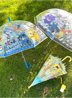 日本J'sPlanning宝可梦儿童雨伞 自动透明长柄伞幼儿园小学生55cm