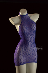 汤圆衣铺 透视包臀挂脖弹力网衣