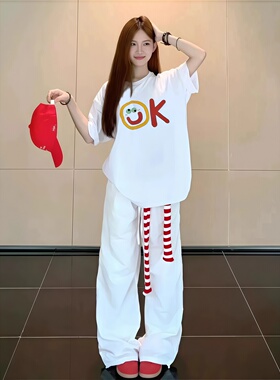 美式复古重磅白色短袖t恤女夏季宽松设计感小众chic港味半袖上衣