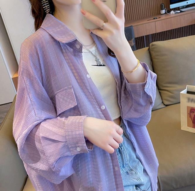 超仙透气防晒衬衣女夏中长款宽松薄款长袖百搭开衫空调外套设计感