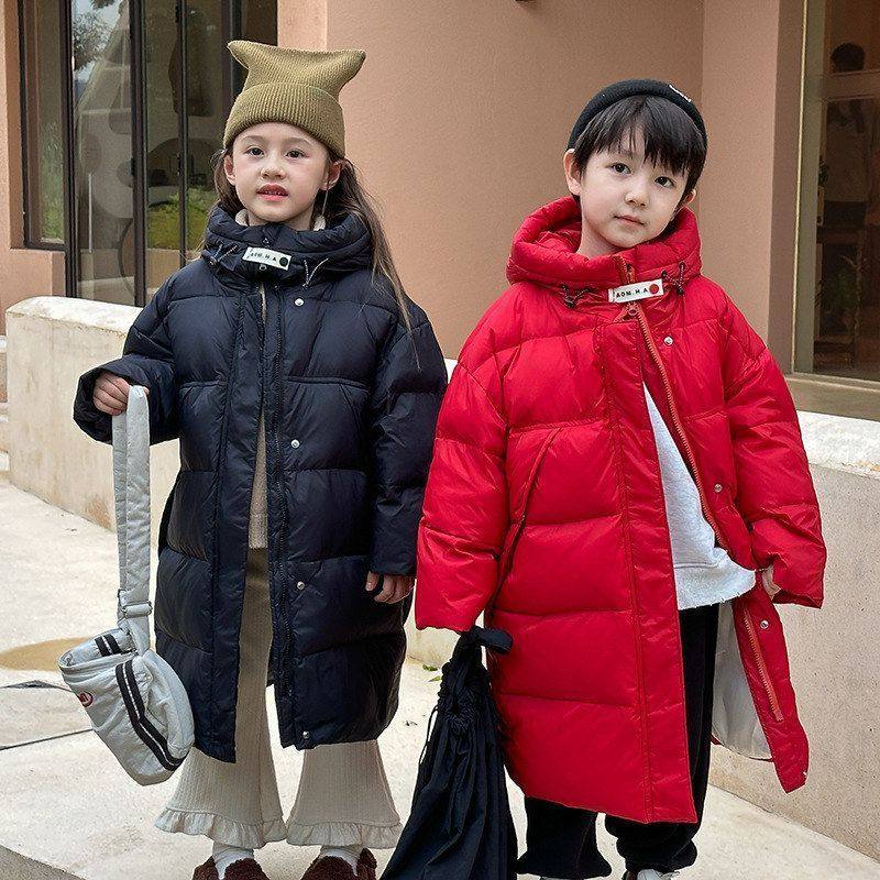 龙凤胎童装儿童兄妹羽绒服中长款过膝2025新款男女童韩国加厚外套