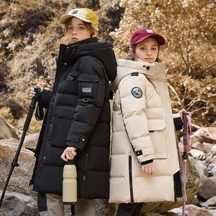 儿童长款羽绒服东北极寒保暖加厚外套中大童冬季兄妹姐弟装防寒服