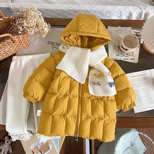 女童超好看羽绒服90白鸭绒2025新款儿童中长款加厚外套中小童冬装