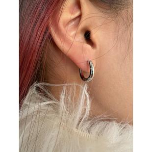 atmshop复古时髦星芒玻璃锆石圈耳环高级感简约小众耳饰冷淡耳圈