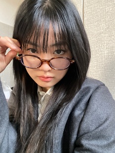 书呆子miu系时髦复古韩系椭圆素颜神器平光镜棕色玳瑁豹纹镜框