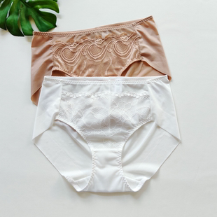 三角裤 纯色无痕中腰内裤 女蕾丝拼接新品 薄款 N218 纯棉裆