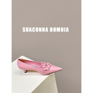 气质小猫跟包头凉鞋 2024s花朵设计尖头浅口高跟鞋 仙女必入 高定