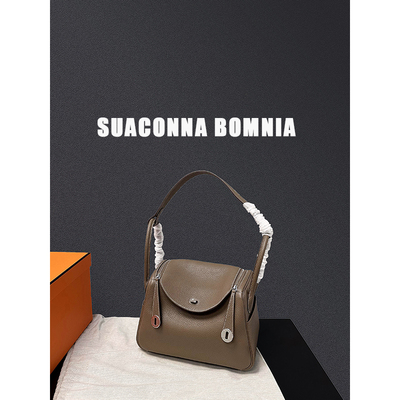 新品真皮大象灰银扣小方包手提包