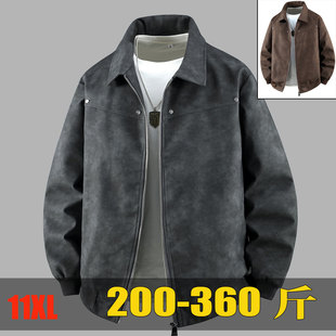 11XL翻领夹克加肥加大外套肥佬皮衣oversize潮流上衣显瘦大码 春秋