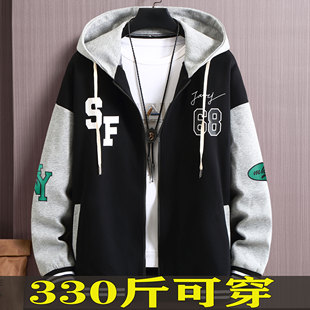 oversize连帽卫衣小众潮牌sweater men加肥加大外套春秋胖子开衫