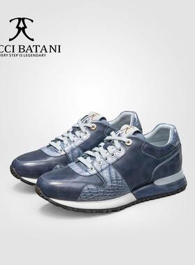 Scabal联名BucciBatani搭配鳄鱼皮手工轻奢透气联名跑鞋