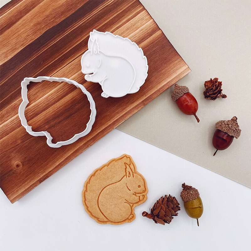 日本卡通动物饼干模具小号松鼠 刺猬3D立体按压式DIY烘焙工具曲奇