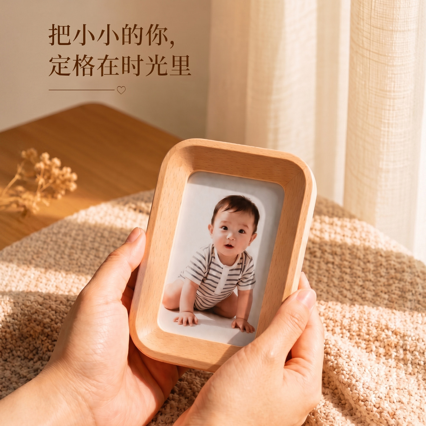 实木摆台相框婴儿纪念定制洗照片