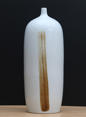 新品新中式陶瓷白色花瓶细口样板房软装摆件简美酒店售楼处花器摆