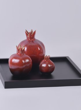 现代新中式长方形铁艺黑色茶盘托盘摆件样板房工艺品搭配软装饰品