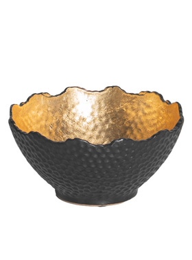 现代新中式手工陶瓷黑色鎏金花器花瓶创意摆件桌面餐厅样板间摆设