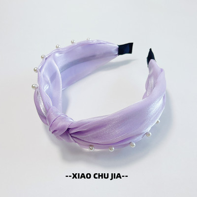 韩国新款交叉头箍网纱珍珠发箍