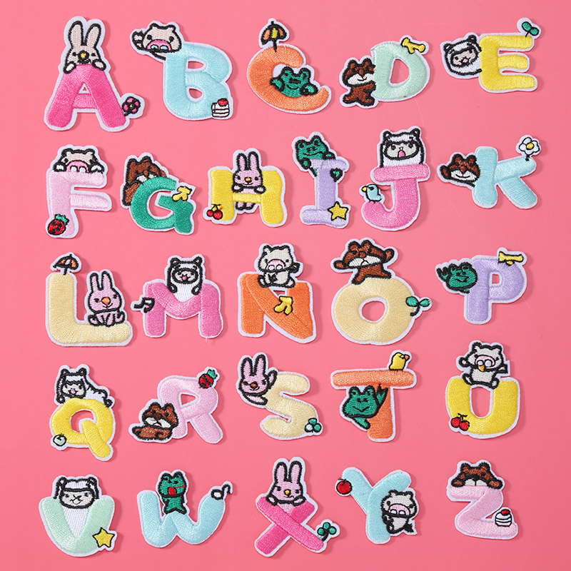 26英文diy字母布贴个性刺绣贴衣服补丁贴幼儿园卡通贴布装饰贴花