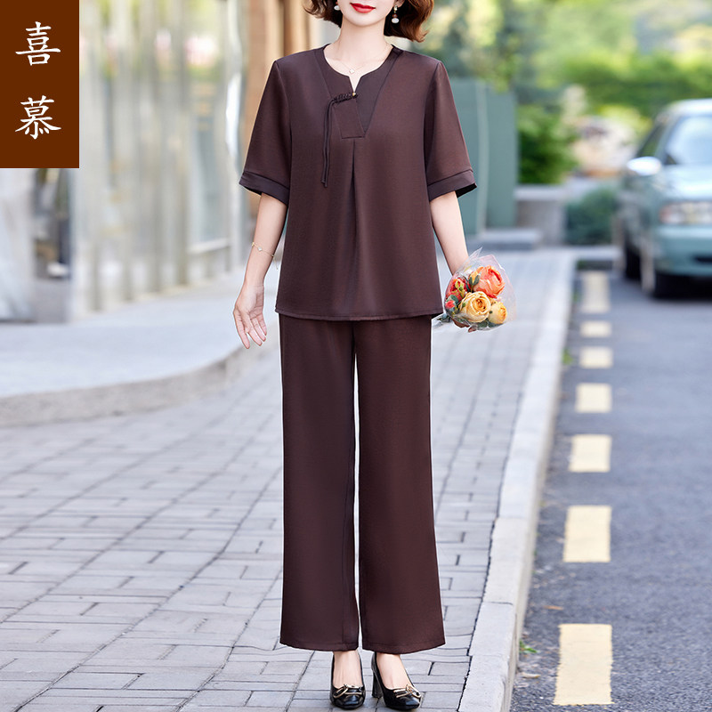妈妈夏装短袖时尚套装