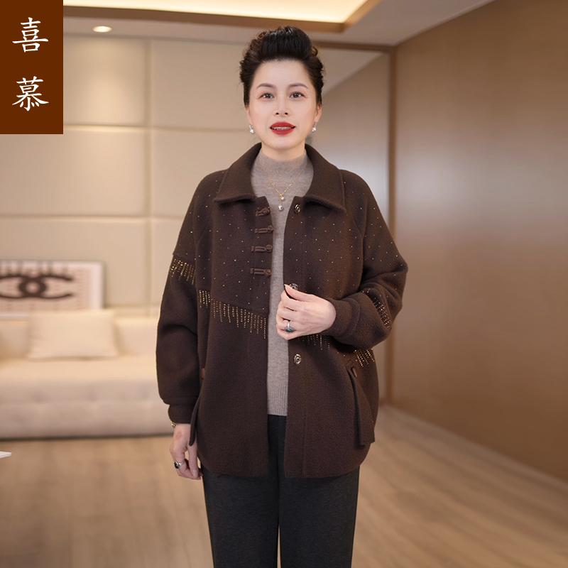 妈妈秋冬新款短外套中老年上衣