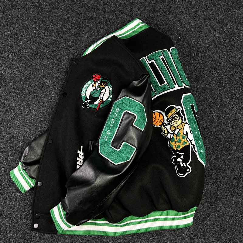 凯尔特人刺绣美式棒球服男2025新款宽松夹克外套春秋款美式上衣潮