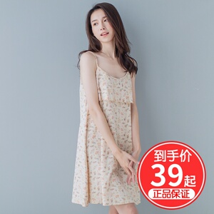 顶呱呱睡裙女夏季性感吊带睡衣女彩棉顶瓜瓜可爱韩版纯棉甜美薄款