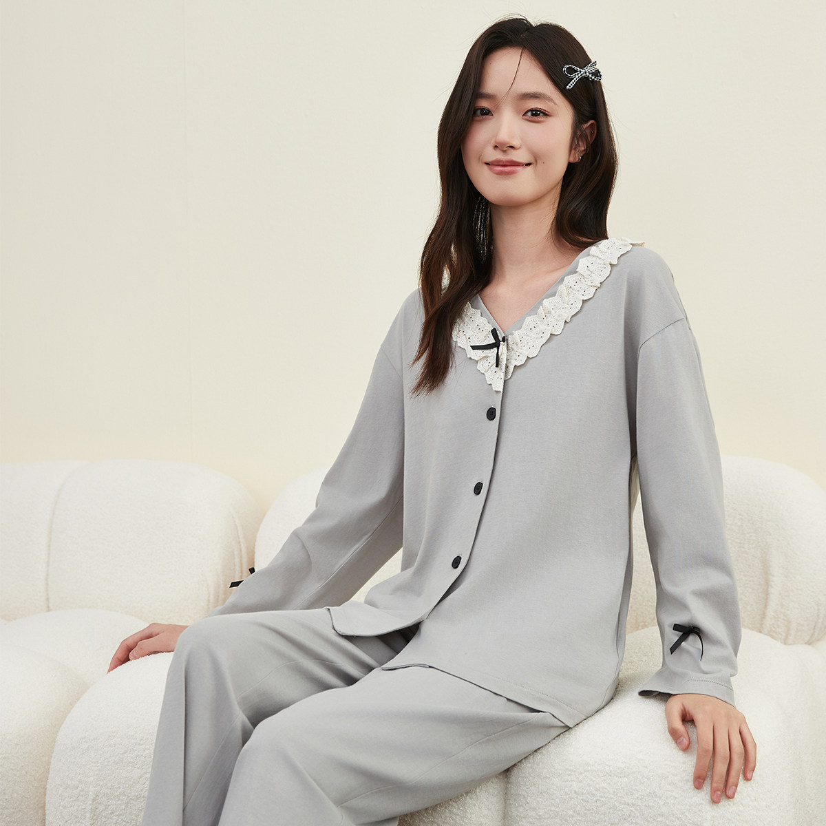 顶瓜瓜女士纯棉长袖长裤套装