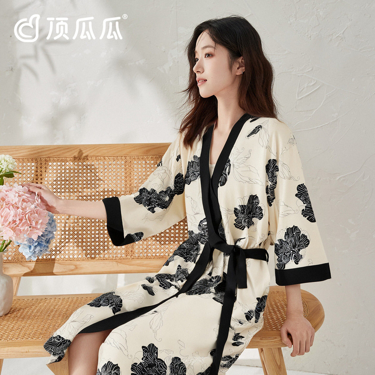 顶瓜瓜女士春夏季纯棉浴袍