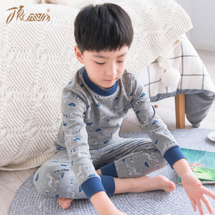 顶瓜瓜儿童内衣套装纯棉男童秋衣秋裤半高领中大童全棉保暖棉毛衫