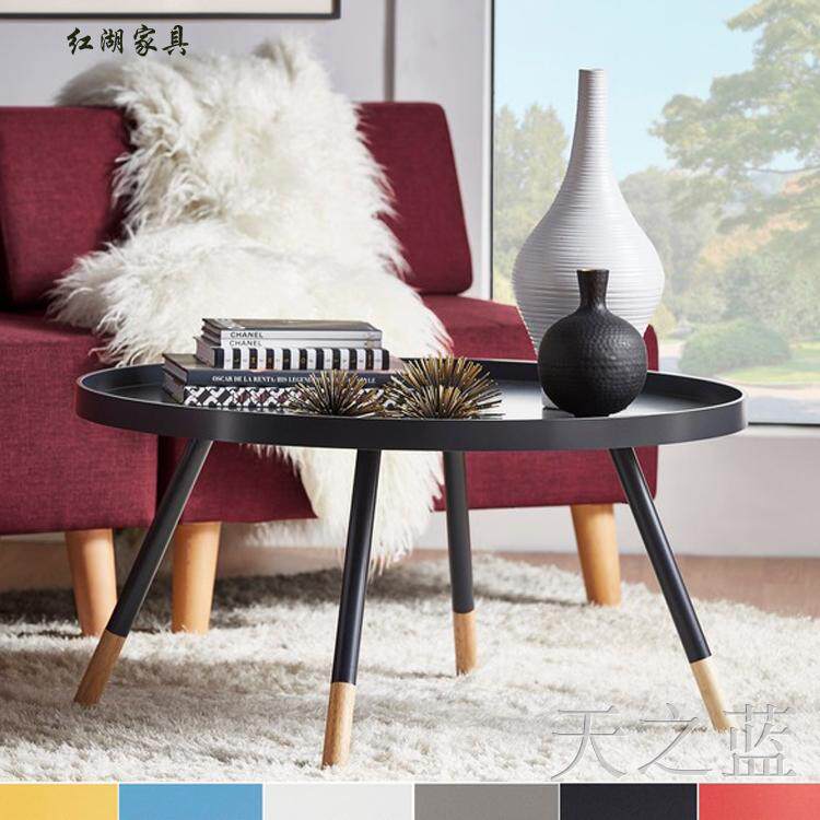 红湖实木茶几简约客厅茶几圆形小圆桌茶几小户型个性创意小茶几桌