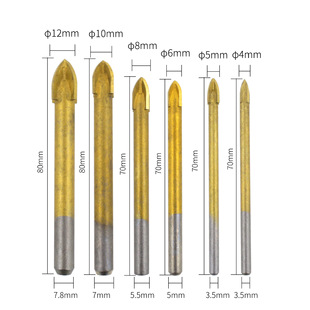 玻璃陶瓷墙壁开孔铝品 镀钛三角钻头 工业级圆柄十字瓷砖钻头 新品