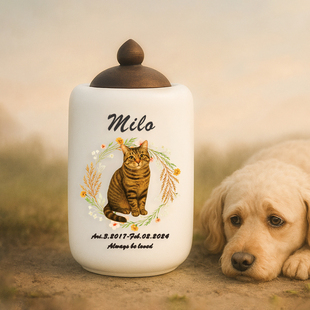 宠物纪念罐火化猫狗定制骨灰盒陶瓷殡葬用品实木照片相框棺材纪念