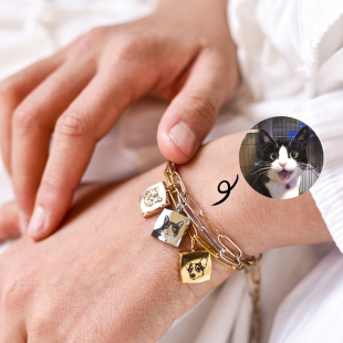 定制手链刻宠物猫狗图案照片礼物情侣朋友纪念品个性女士简约饰品
