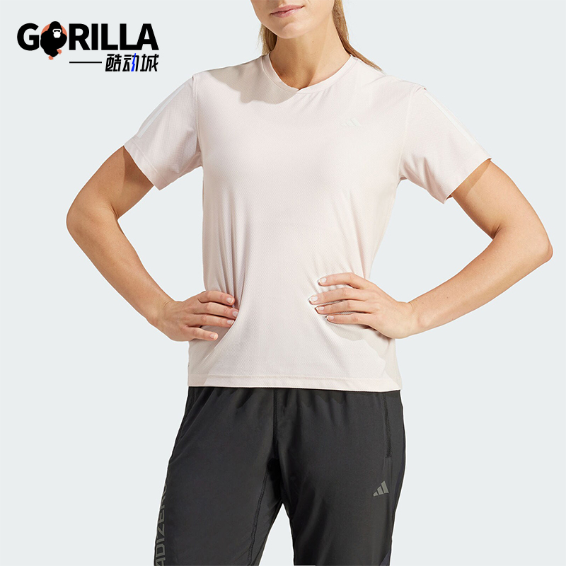 阿迪达斯女士跑步运动短袖