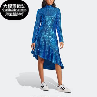 Adidas/阿迪达斯正品BLUE VERSION女子运动亮片连衣裙HR3414