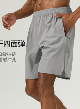 运动跑步速干短裤男口袋拉链反光透气健身网球训练大码高弹宽松