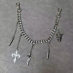 AHaha小众设计感十字架鬼头子弹装饰腰链包包挂饰复古潮流配饰