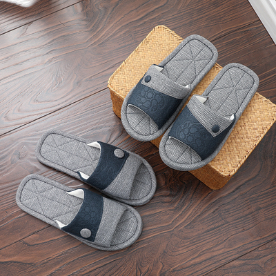 情侣棉麻防滑布底家居凉拖