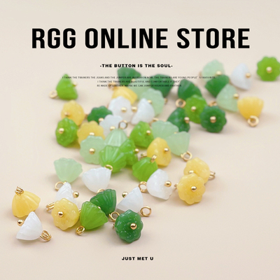 旗袍扣子琉璃仿玉石莲蓬扣金镶玉