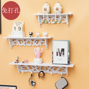 墙上置物架书架简约现代背景墙壁墙面搁板卧室挂墙装饰壁挂免打孔