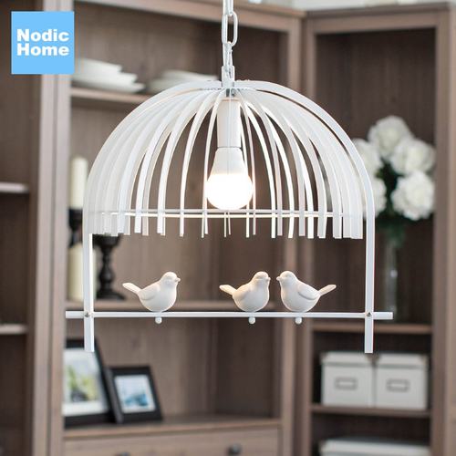 北欧鸟笼餐厅吊灯 创意个性过道吧台卧室书房小鸟铁艺吊灯饰灯具