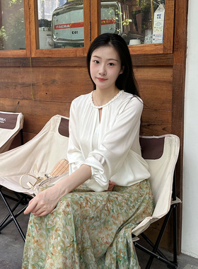 火桐hooton 花环锦簇 19姆米双乔卷边编织真丝上衣795098