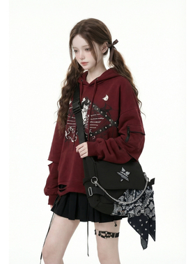 YONAIGA+原创潮牌ins风个性拼接链条星星男单肩斜挎包包女邮差包