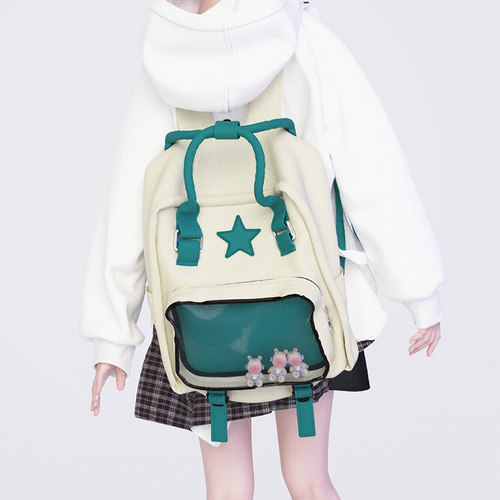 大容量星星撞色痛包学生双肩包