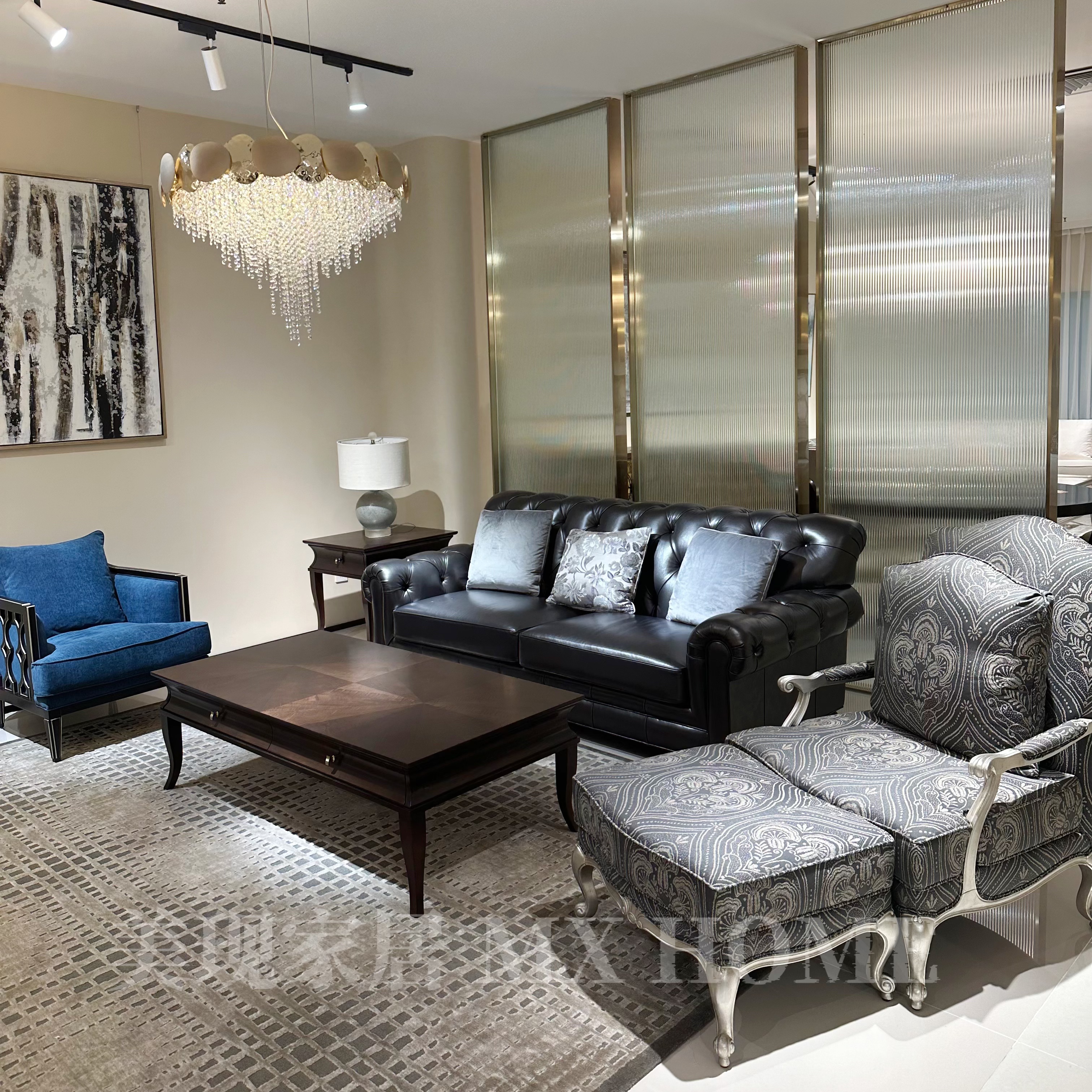 美现家居美式轻奢沙发客厅真皮沙发三人沙发伊森艾伦查德威克沙发