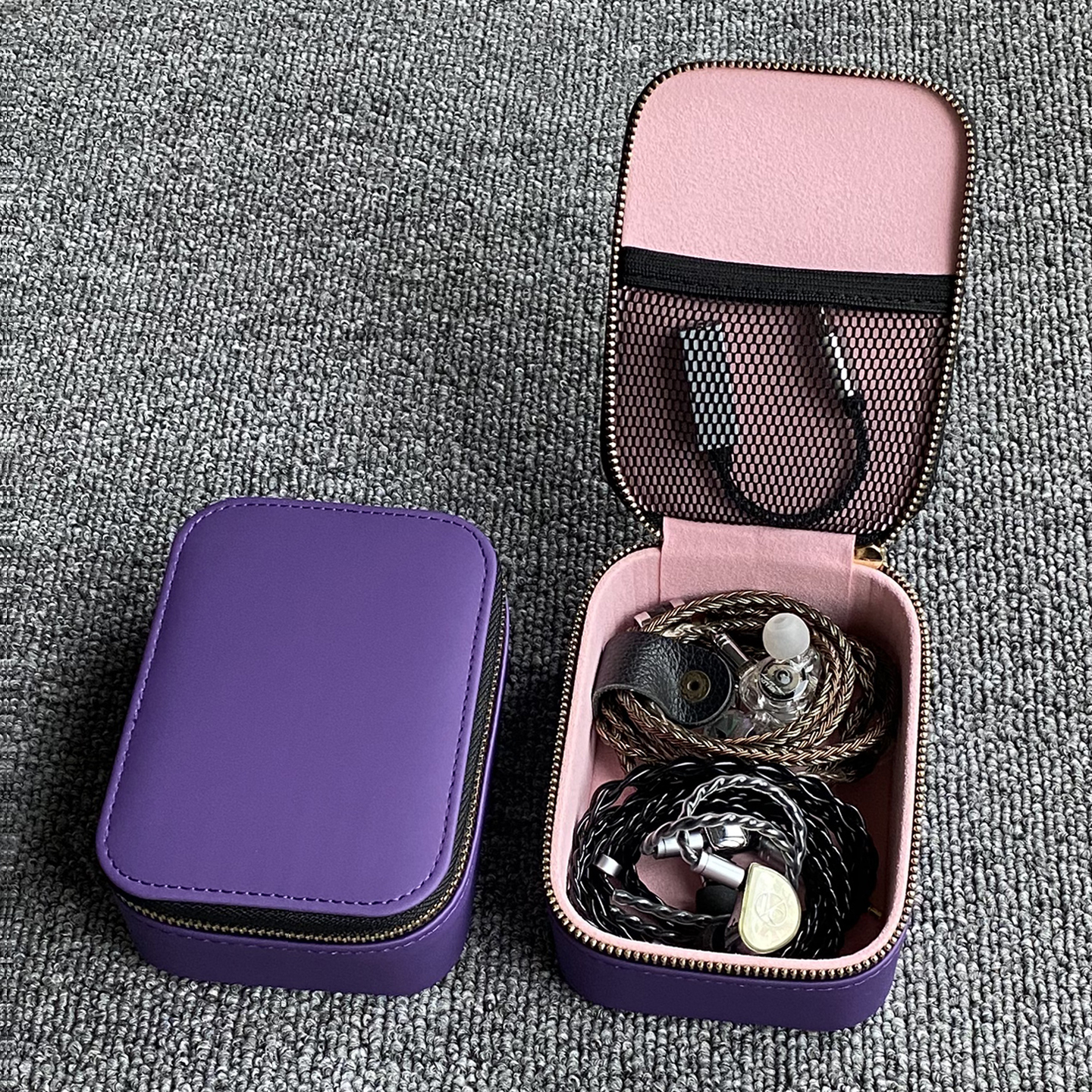 耳机收纳包真皮抗压防摔盒耳机收纳盒牛皮包多用盒大小保护套便携